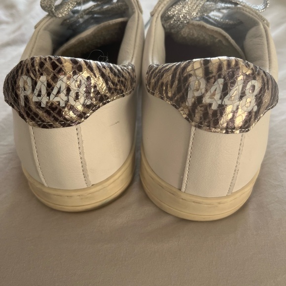 P448 White and Silver Sneakers with Minimalist Design and Light Rubber Sole - Picture 3 of 5